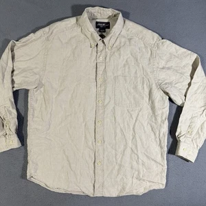 Eddie Bauer Shirt Mens Size Large Button Down Beige 100% Linen Shirt Outdoors - Picture 1 of 6