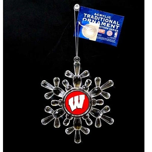 Wisconsin Badgers NCAA Acrylic Traditional Snowflake Ornament - Image 1 of 1