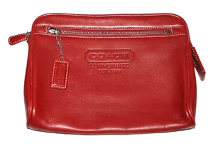 Y2K Coach Leatherware Handtasche schmale Clutch Tasche umlaufender Reißverschluss rot Leder 1990er D04S - Bild 1 von 15