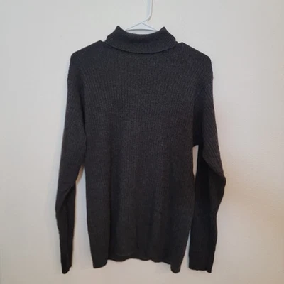Vintage Y2K Banana Republic Merino Wool Gray Rib Turtleneck Sweater Top Medium - Image 1 of 4