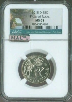 2018-D Pictured Rocks Quarter NGC MS68 MAC Quality - Image 1 of 2