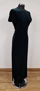 Zara Velvet Maxi Dress Med 10 12 Dark Green Cut Out Oriental Evening Christmas - Picture 1 of 8