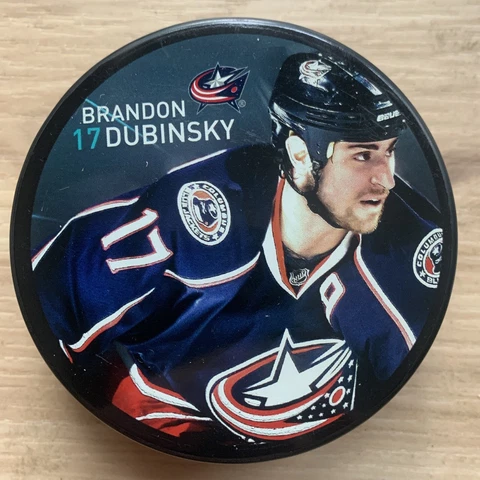 COLUMBUS BLUE JACKETS NHL HOCKEY PUCK BRANDON DUBINSKY #17 PLAYER PHOTO PUCK Cover
