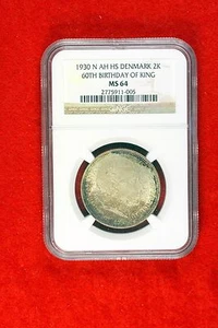 1930 N AhHs NGC MS64 Denmark 60Th Birthday Of King Christian 10th 2 Kroner E0845 - Picture 1 of 1