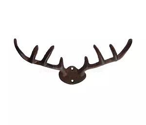 Deer Antler Key Rack Hanger Coat Hooks Hat Towel Cast Iron Wall Mount Cabin - Picture 1 of 3
