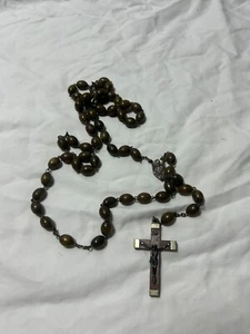 Rosary Made In France With Wood Wooden Cross Crucifix Vintage J-150 - Picture 1 of 4