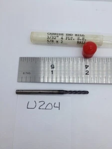 1 NEU USA 3/32 ZOLL DURCHMESSER HARTMETALL SCHAFTFRÄSER 4 FL KUGEL. CTD. 2" OAL. 5/8" LOC (U204) - Bild 1 von 3