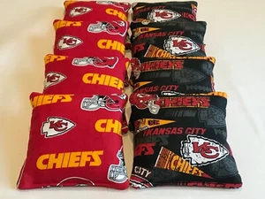 KANSAS CITY CHIEFS CORNHOLE BEAN BAGS SET OF 8 TOP QUALITY TOSS GAME   - Picture 1 of 1