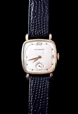 Vintage Waltham Mens Watch 14k Solid Gold RUNNING MCM Art Deco - Image 1 of 4