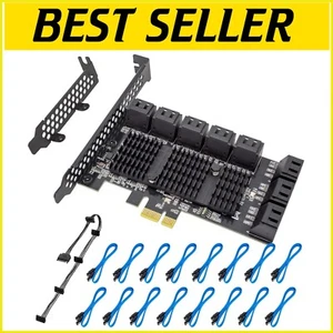 PCIe SATA 16 Port Expansion Card - 6Gbps Controller with Low-Profile Bracket - Picture 1 of 9