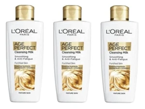 3 x Loreal Age Perfect Smoothing & Anti Fatigue Vitamin C Cleansing Milk 200ml - Picture 1 of 6