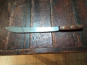 USA LAMA 14" VINTAGE GRANDE LUNGO FATTO A MANO BOWIE COLTELLO MACELLAIO CHEF DASCO 64 CARBONIO - Foto 1 di 18