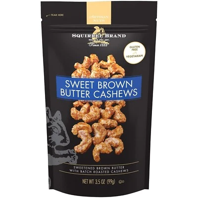 Squirrel Brand Sweet Brown Butter Cashews, 3.5 Ounces Resealable Bag, Gluten - Image 1 of 4