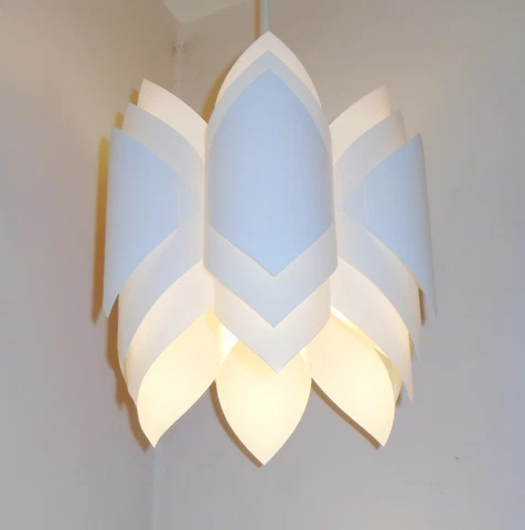 Lars Schiøler Hoyrup Lighting Vintage 6 Side 3 Tier Lucite Pendant Light Fixture Cover