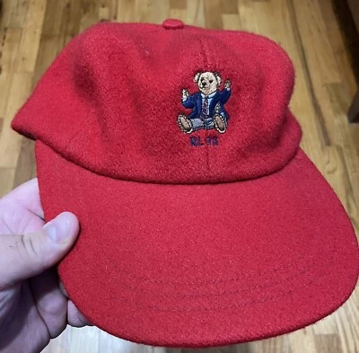 Vintage Polo Ralph Lauren 1993 Sit down Bear Wool Cap Fitted - Image 1 of 4