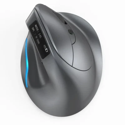 Lefon Bluetooth Vertical Mouse Wireless Ergonomic Mice with OLED Screen RGB USB - Image 1 of 4