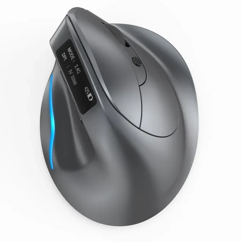 Lefon Bluetooth Vertical Mouse Wireless Ergonomic Mice with OLED Screen RGB USB - Image 1 of 4