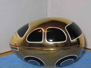 Ceramic Trinket Box Gold Fired Egg Shape Hand Painted Car  - Picture 1 of 8