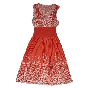 Jon & Anna Floral Print Dress Smocked Waist Sleeveless Casual Coral M - Picture 1 of 14
