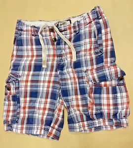 Ruehl No. 925 Mens Size 28 Heavy Cotton Distressed Button Fly Plaid Shorts Cargo - Picture 1 of 15