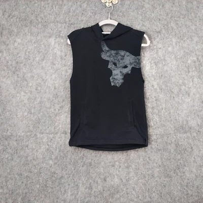 Under Armour Boys Hoodie XL Black  Project Rock Mana Sleeveless Terry Athleisure - Image 1 of 4
