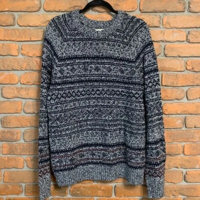 Suéter Haggar Fair Isle Para Hombres Grande Negro Blanco Tejido Cuello Redondo Pullover Patrón Foto 1 de 4