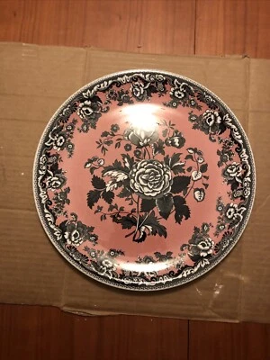 Spode Archive Collection British Flowers Rosa 13” Serving Plate Black and Pink - Image 1 of 4