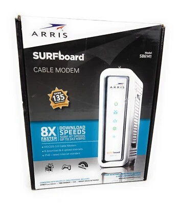 MOTOROLA Arris SURFBoard Modem SB6141 DOCSIS 3.0 Cable Internet Modem 400 Series - Image 1 of 4