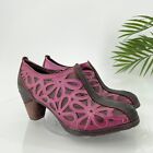L'Artiste Women's Arabella Bootie 37 6.5 Block Heel Artsy Boho Purple Leather