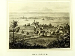 SCHLODITZ RITTERGUT IM GROSSRAUM PLAUEN Orig.getönte Litho Blau Heise Pönicke - Picture 1 of 4