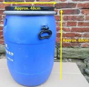 100ltr Plastic Barrel x 2 Blue,  Clip Top, Water Butt, Storage Barrel, Feed Bin - Picture 1 of 10