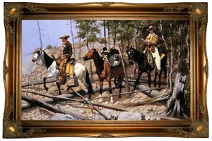 Remington Prospecting for Cattle Range 1889 Wood Framed Canvas Print Repro 19x32 - Picture 1 of 36