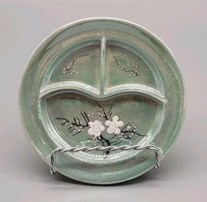 Vintage Puppengröße geteilt Teller Porzellan Floral irisierend Japan 4,25" Durchmesser - Bild 1 von 6