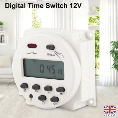 DC 12V 16A LCD Digital Timer Switch Electronic Power Programmable Time Relay UK - Image 1 of 4