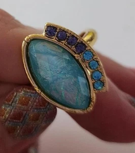 Blau Lila Ring Größe 10 Gold Glitzer Schmuck Damen Mode  - Bild 1 von 4