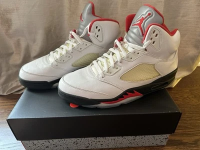 Air Jordan 5 Retro White Fire Red Size 12 - Very Slightly Worn Great Condition - Image 1 of 4