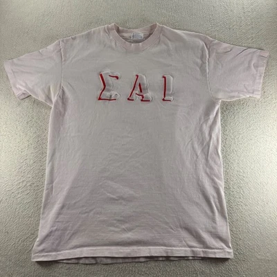 Hanes Beefy T Shirt XL Light Pink Sigma Alpha Iota Sorority Greek Letters Tee - Image 1 of 4