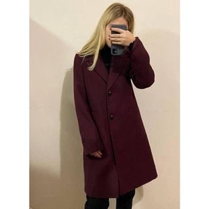 Garnet Hill Sadie Textured Wool Coat In Burgundy Size M NWOT - Picture 1 of 9