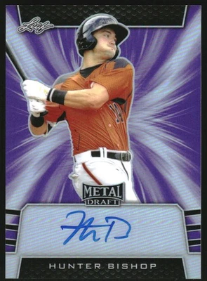 2019 Leaf Metal Draft Purple #BAHB1 Hunter Bishop Autograph /25 - Image 1 of 2