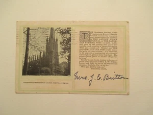 Norfolk Virginia Postkarte Freemason Street Baptist Church 1907 VA - Bild 1 von 2