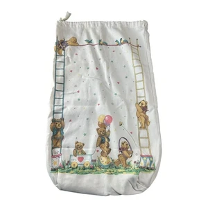 Vtg Lenox Teddy Bear- Ladders- Fabric Cloth duster bags- white- drawstring - Picture 1 of 7