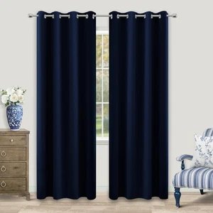Navy Blue Blackout Curtains for Living Room 84 Inch Length 2 Panels Set Windo... - Picture 1 of 7
