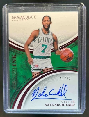 Tinta roja Immaculate Nate Archibald 2024-25 automática #11/25 Celtics Foto 1 de 2