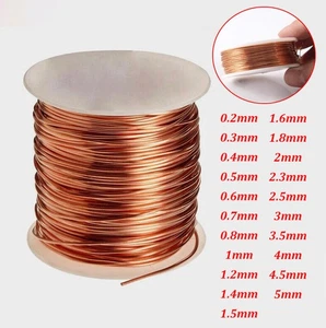 Round Copper Round Wire 99.9% Pure Choose: Gauge Length 0.2mm 0.3mm 2.5mm to 5mm - Picture 1 of 40