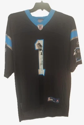Camiseta deportiva Reebok On Field Carolina Panthers Cam Newton #1 talla grande negra Foto 1 de 4