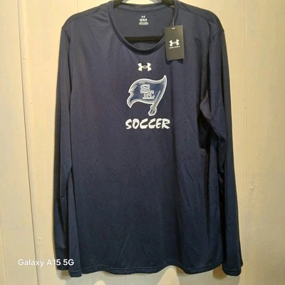 Camisa Under Armour Azul Marino Manga Larga Suelta Más Que Fútbol Para Hombre L NUEVA Foto 1 de 4