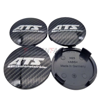 4X ATS Nabendeckel 64mm Carbon Look (N32) Logo 3D (ATB) - Original Felgendeck... - Bild 1 von 4