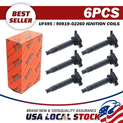 6x Ignition Coils For Lexus LC500 RC F GS F 5.0L V8 UF495 90919-02260 Reliable - Imagem 1 de 4