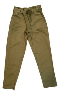 Pantaloni donna senza confini vita carta con cintura verde oliva tg 11 vita alta - Foto 1 di 13