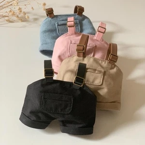 17cm Plush Doll Clothes Accessories, Brown Hat & Overalls Set, Denim Bucket Hat - Picture 1 of 12
